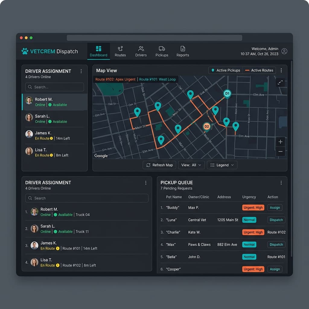 After-Hours Pet Cremation Dispatch Software